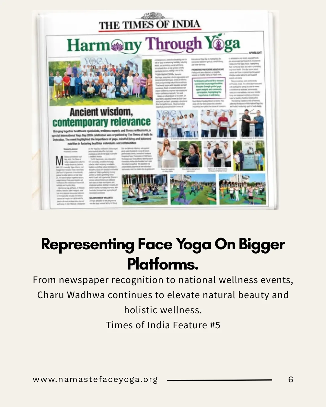 The Times of India feature: Harmony Through Yoga — ancient wisdom, contemporary relevance