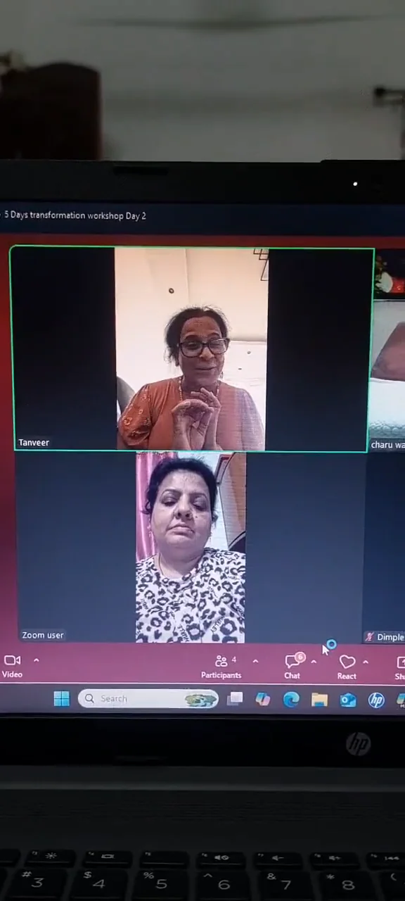 A live Namaste FaceYoga online class in progress